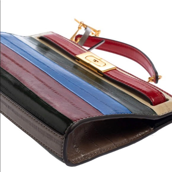 Tory Burch Colorblock Patchwork Eel Leather Lee Radziwill Shoulder Bag NWT - Picture 5 of 16